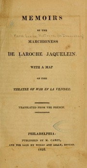 Front cover of Memoirs of the Marchioness de La Rochejaquelein by Marie-Louise-Victoire marquise de La Rochejaquelein
