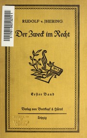 Cover of Der Zweck im Recht by Rudolf von Jhering