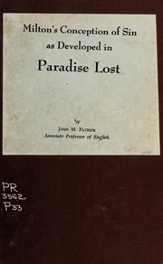 Front cover of Milton's conception of sin as developed in Paradise lost by John M. Patrick