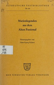 Front cover of Marienlegenden aus dem Alten Passional by Hans Georg Richert