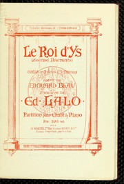 Cover of Le roi d'Ys by Edouard Lalo