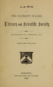 Cover of Laws of the University College Literary and Scientific Society by University College (Toronto, Ont.). Literary and Scientific Society