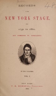 Front cover of Records of the New York stage by Joseph Norton Ireland