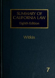 Front cover of Summary of California law by B. E. Witkin