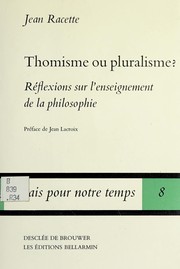 Front cover of Thomisme ou pluralisme? by Jean Racette