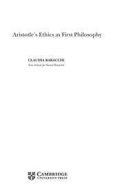 Cover of Aristotle's ethics as first philosophy by Claudia Baracchi