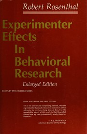 Cover of Experimenter effects in behavioral research by Rosenthal, Robert