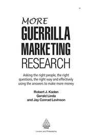Front cover of More guerrilla marketing research by Robert J. Kaden
