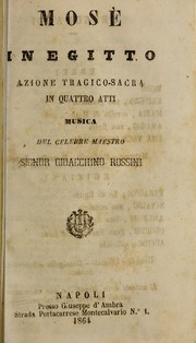 Front cover of Mosè in Egitto by Gioacchino Rossini