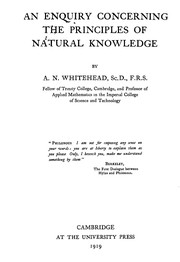 Front cover of Enquiry concerning the principles of natural knowledge by Alfred North Whitehead