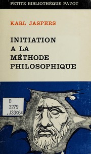 Cover of Initiation à la méthode philosophique by Karl Jaspers