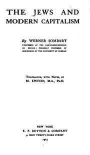 Front cover of The Jews and Modern Capitalism by Werner Sombart