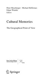 Front cover of Cultural Memories by Peter Meusburger