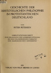 Front cover of Geschichte der aristotelischen Philosophie im protestantischen Deutschland by Petersen, Peter