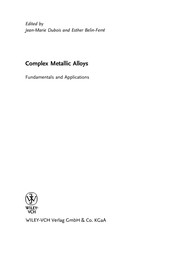 Front cover of Complex metallic alloys by Jean-Marie Dubois