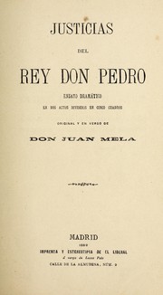 Front cover of Justicias del rey Don Pedro by Juan Mela