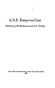 Front cover of L.S.E. essays on cost by James M. Buchanan