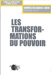 Cover of Les transformations du pouvoir by Gabriel de Tarde