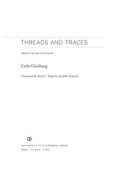 Cover of Il filo e le tracce by Carlo Ginzburg