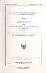 Front cover of Reports of the quadrennial Advisory Council on Social Security by United States. Advisory Council on Social Security (1974- )
