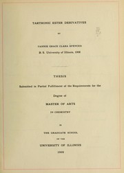 Front cover of Tartronic ester derivatives / by Fannie Grace Clara Spencer by Fannie Grace Clara Spencer