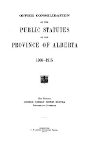Front cover of Office consolidation of the public statutes of the province of Alberta, 1906-1915 .. by Alberta.