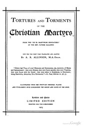 Front cover of Tortures and torments of the Christian martyrs by Antonio Gallonio