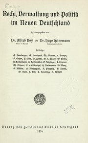 Front cover of Recht, Verwaltung und Politik im neuen Deutschland by Alfred Bozi