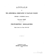 Front cover of Annals of the Astronomical Observatory of Harvard College by Harvard College Observatory