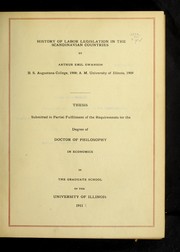 Front cover of History of labor legislation in the Scandinavian countries by Arthur Emil Swanson
