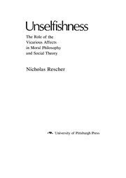 Cover of Unselfishness by Rescher, Nicholas.