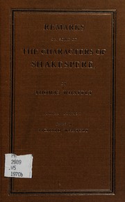 Cover of Remarks on some of the characters of Shakespere by Thomas Whately