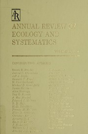 Cover of Annual Review of Ecology and Systematics by Daphne Gail Fautin