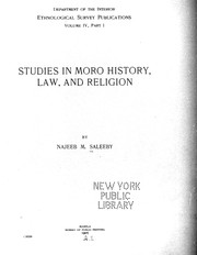 Front cover of Studies in Moro history, law, and religion by Najeeb M. Saleeby