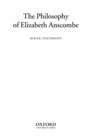 Front cover of The philosophy of Elizabeth Anscombe by Roger Teichmann