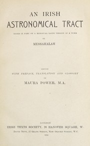 Front cover of An Irish astronomical tract based in part on a mediœval Latin version of a work by Messahalah by Māshāʼallāh