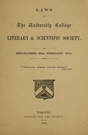 Cover of Laws of the University College Literary & Scientific Society by University College (Toronto, Ont.). Literary and Scientific Society