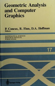 Cover of Geometric analysis and computer graphics by Paul Concus