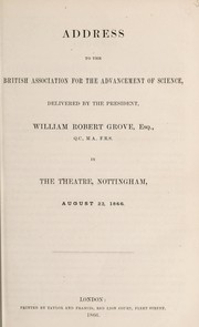 Front cover of Address to the British Association for the Advancement of Science by W. R. Grove