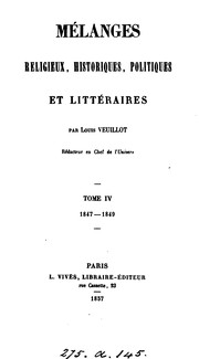 Front cover of Mélanges religieux, historiques, politiques et littéraires, 1842-1856: [1re série] by Louis François Veuillot