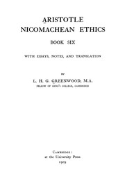 Cover of Aristotle Nichomachean ethics by Aristotle