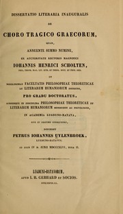 Cover of Dissertatio literaria inauguralis de choro tragico graecorum by Petrus Johannes Uylenbroek