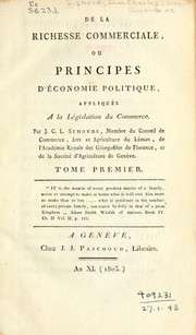 Front cover of De la richesse commerciale by Jean-Charles-Léonard Simonde Sismondi