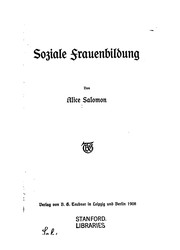 Cover of Soziale frauenbildung by Alice Salomon