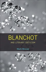 Front cover of Blanchot and literary criticism by Mark Hewson
