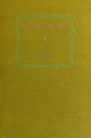 Cover of As it was by Thomas, Helen