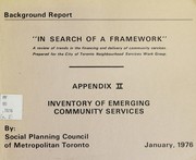 Front cover of "In search of a framework" by Social Planning Council of Metropolitan Toronto.