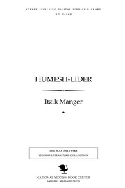 Cover of Ḥumesh-lider by Manger, Itzik