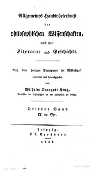 Cover of Allgemeines Handwo rterbuch der philosophischen Wissenschaften by Wilhelm Traugott Krug