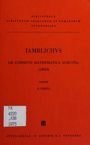 Front cover of Iamblichi De communi mathematica scientia liber by Iamblichus